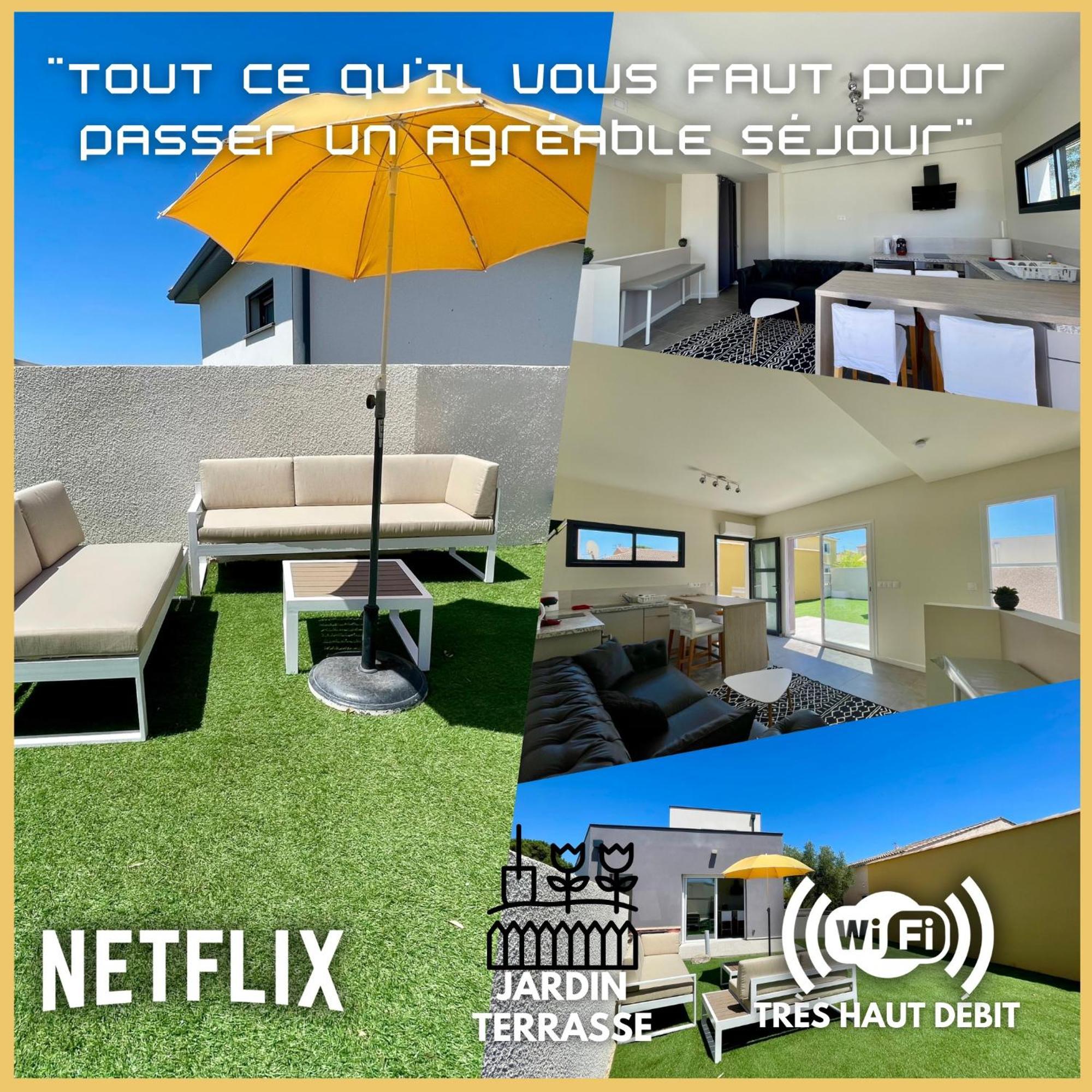 Appartement Souplex Jardin Proche Autoroute, Plages Et Attractions, Wifi - Tv, Calme Bessan Extérieur photo